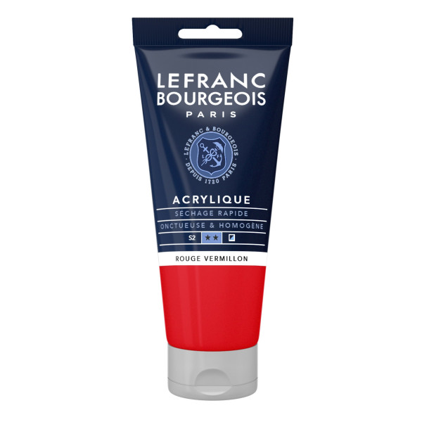 photo-Peinture acrylique - Rouge vermillon - 393 - Fine - Lefranc Bourgeois - Tube 80ml