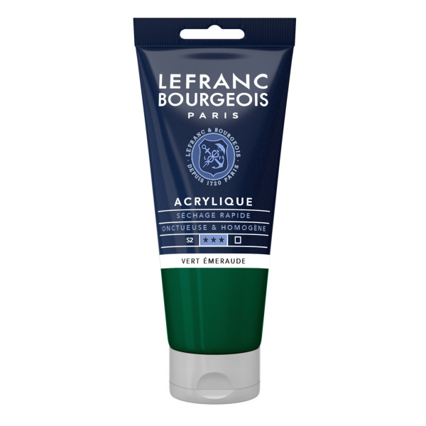 Peinture Acrylique en tube - vert émeraude - Lefranc & Bourgeois pas cher