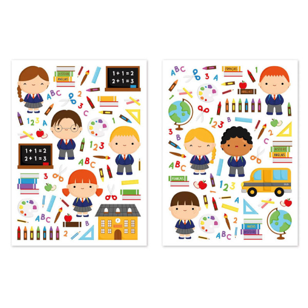 Gommettes - L'école - Pour enfant - Loisirs créatifs - 132 pièces - 2 planches