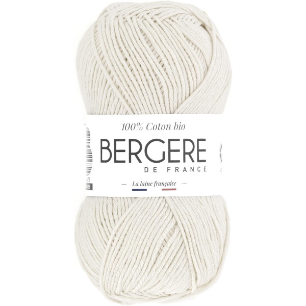 photo - Pelote de laine - Blanc - 100% coton bio - 3mm - Tricot et crochet - Bergère de France