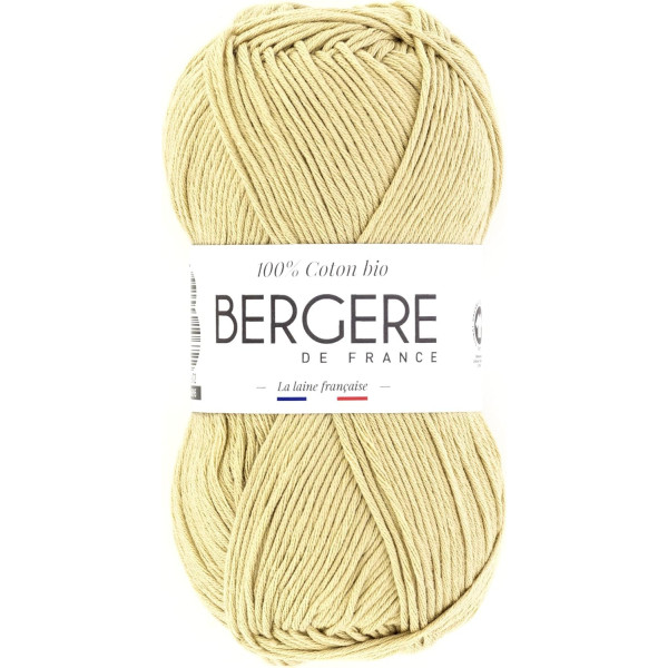 photo - Pelote de laine - Sable - 100% coton bio - 3mm - Tricot et crochet - Bergère de France