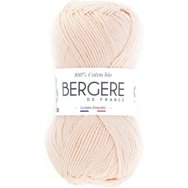 photo - Pelote de laine - Rose dragée - 100% coton bio - 3mm - Tricot et crochet - Bergère de France