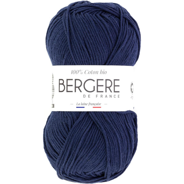 photo - Pelote de laine - Marin - 100% coton bio - 3mm - Tricot et crochet - Bergère de France