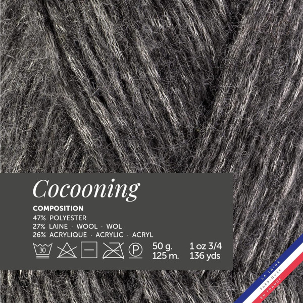 Pelote de laine - Gris - Polyester, laine, acrylique - Bergère de France - Cocooning