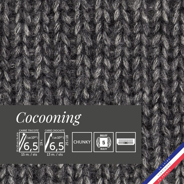 Pelote de laine - Gris - Polyester, laine, acrylique - Bergère de France - Cocooning