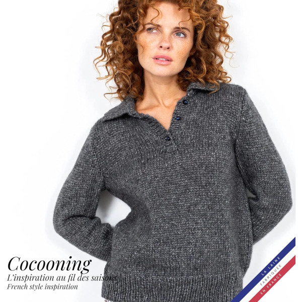 Pelote de laine - Gris - Polyester, laine, acrylique - Bergère de France - Cocooning