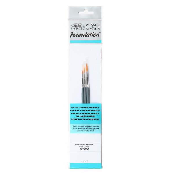Assortiment 3 Pinceaux Manche Court Rond N°2/N°4/N°6 - Winsor Et Newton pas cher