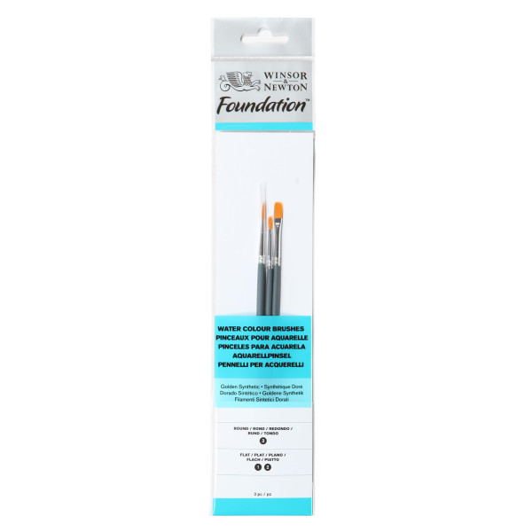 Assortiment 3 Pinceaux Manche Court Rond N°3/ Plat N°1 Et 2 - Winsor Et Newton pas cher