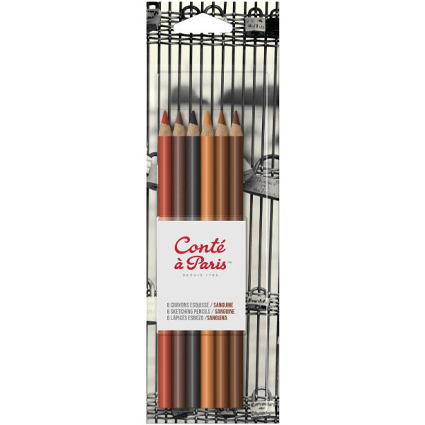 6 Crayons Esquisse Sanguine - Conté A Paris pas cher
