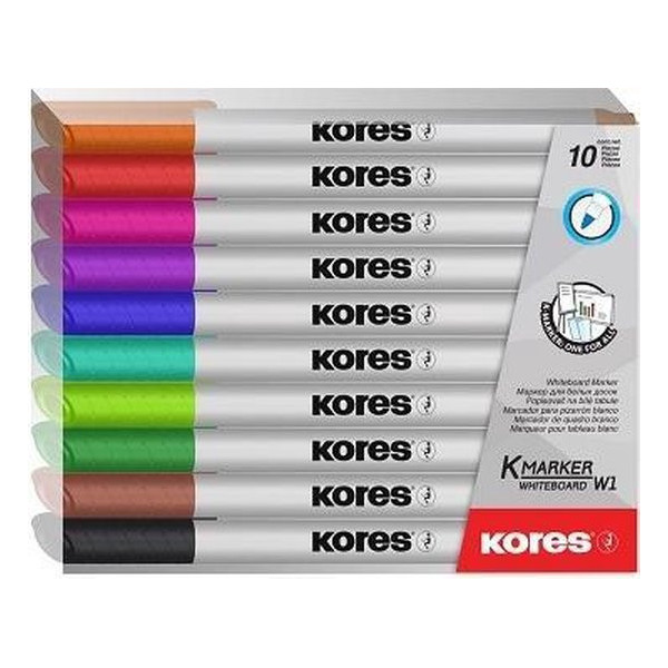 Lot De 10 Feutres Pour Tableau Blanc Pointe Fine - Kores pas cher