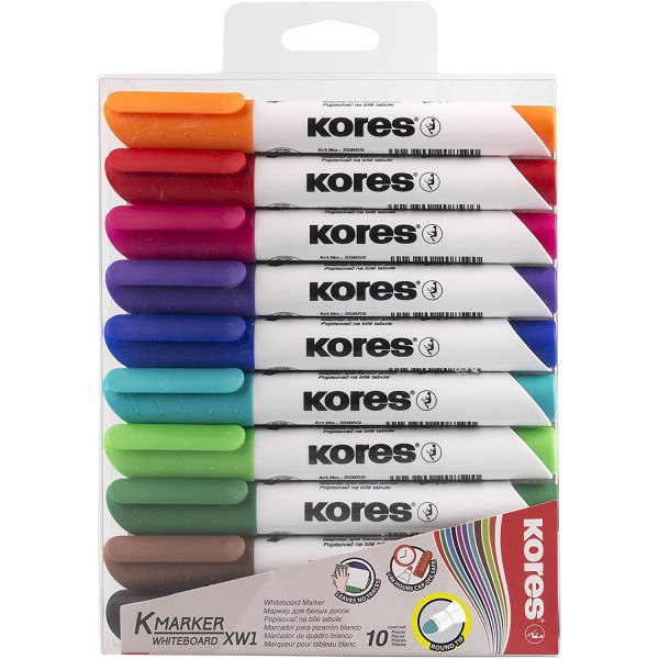 Lot De 10 Feutres Pour Tableau Blanc - Pointe Ogive - Kores | à seulement 7,99 €
