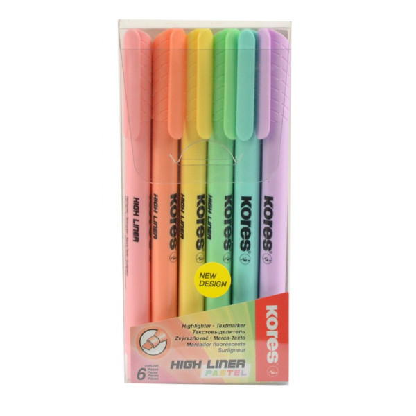 Etui De 6 Surligneurs High Liner Pastel - Kores pas cher