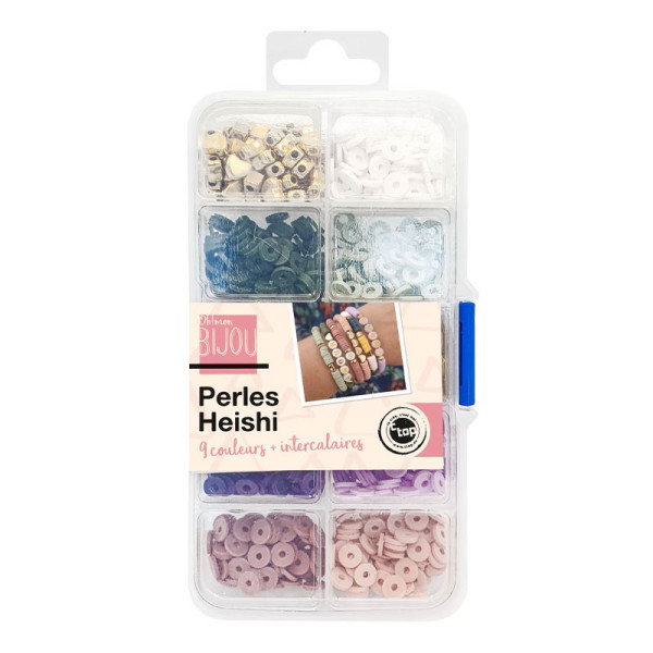 photo - Perles - Heishi - 9 couleurs + intercalaires - Pour bijoux, collier, bracelet