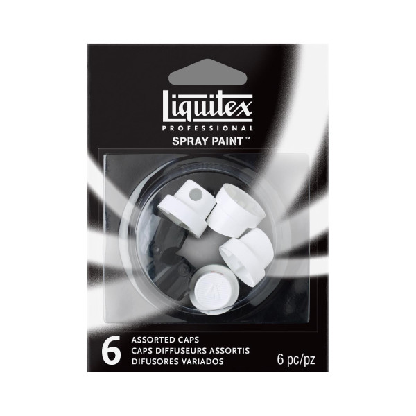 Lot de 6 caps pour bombe de peinture - noir et blanc - Liquitex pas cher