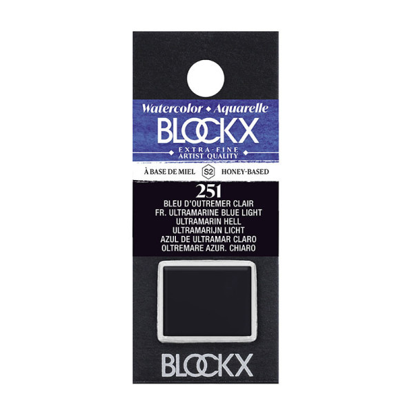 photo - Peinture aquarelle - Extra-fine - Bleu Outremer Clair - 251 - Blockx - Demi-godet