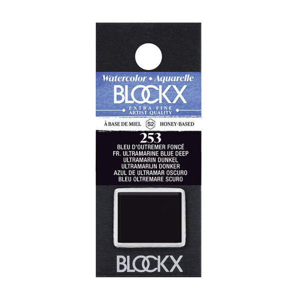 photo - Peinture aquarelle - Extra-fine - Bleu Outremer Foncé - 253 - Blockx - Demi-godet