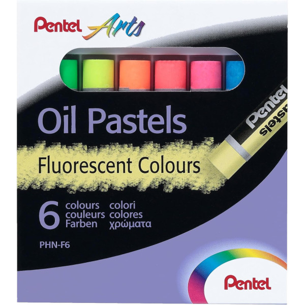 photo-Pastels à l'huile - Boîte de 6 - Couleurs fluorescentes - Pentel Arts