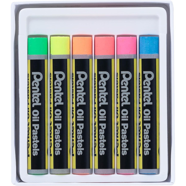 Pastels à l'huile - Boîte de 6 - Couleurs fluorescentes - Pentel Arts