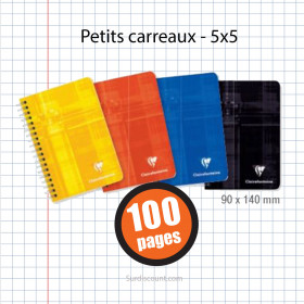 Carnet Reliure Spirales 90X140 100P Petits Carreaux 5X5 90G Calligraphe pas cher