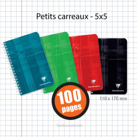 Carnet Reliure Spirales 110X170 100P Petits Carreaux 5X5 90G Clairefontaine pas cher