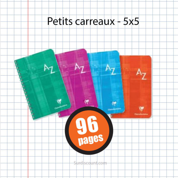 Carnet Répertoire Spirales 90X140 100P Petits Carreaux 5X5 90G Clairefontaine pas cher