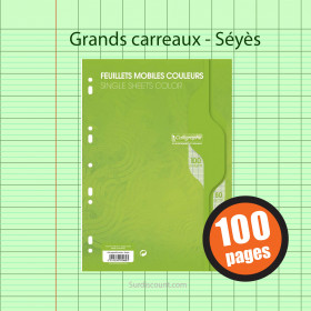 Feuillets Mobiles Perforées Vert 21X29,7 A4 Grands Carreaux Seyes 90G Clairefontaine pas cher
