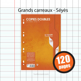 120 Copies Doubles Perforées 21X29,7 A4 Grands Carreaux Seyes 70G Clairefontaine pas cher