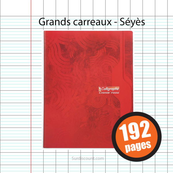 Cahier Piqûre 24X32 192P Grands Carreaux Seyes 70G Calligraphe | Surdiscount