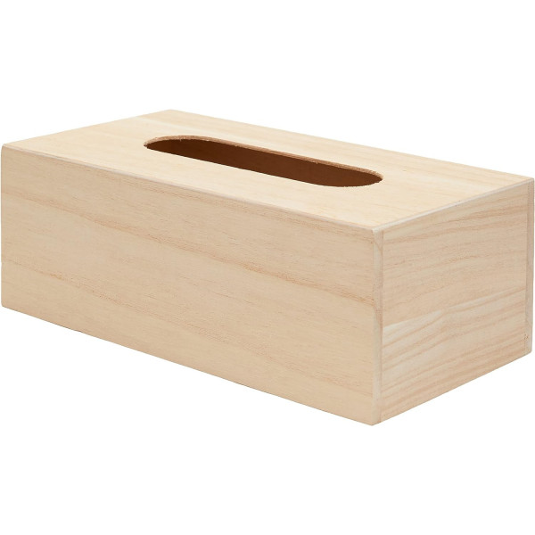 Boite à mouchoirs - Bois naturel - A décorer - 25x15x9cm - Loisirs créatifs
