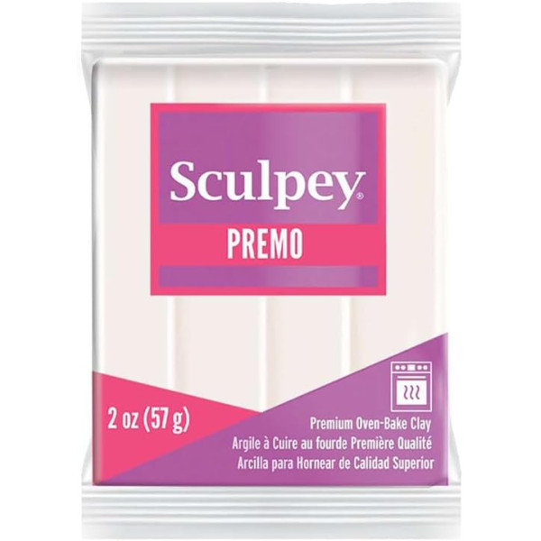 Pâte polymère - Blanc transparent - A cuire - Pâte à modeler - Sculpey Premo - Bloc de 57g
