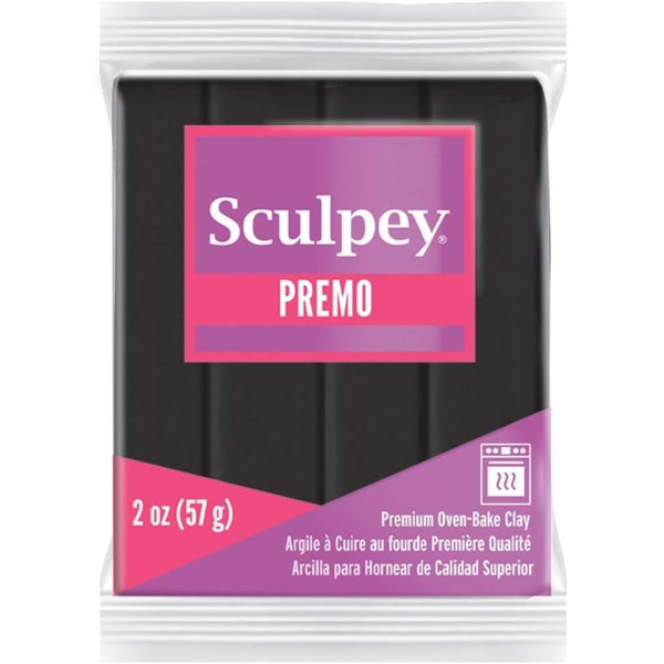 Pâte polymère - Noir - A cuire - Pâte à modeler - Sculpey Premo - Bloc de 57g