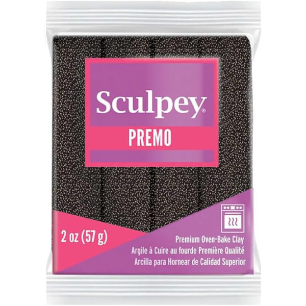 Pâte polymère - Noir pailleté - A cuire - Pâte à modeler - Sculpey Premo - Bloc de 57g