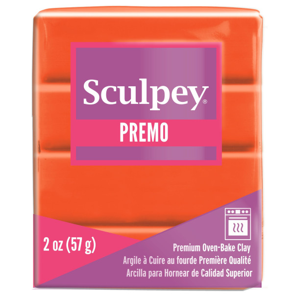 Pâte polymère - Orange - A cuire - Pâte à modeler - Sculpey Premo - Bloc de 57g