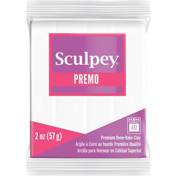 Pâte polymère - Blanc - A cuire - Pâte à modeler - Sculpey Premo - Bloc de 57g