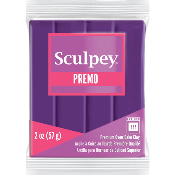 Pâte polymère - Violet - A cuire - Pâte à modeler - Sculpey Premo - Bloc de 57g
