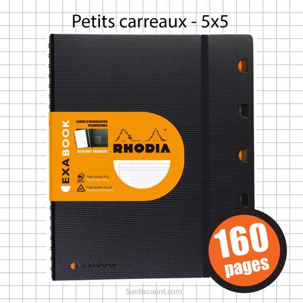 Cahier Exabook 225X297 A4+ Petits Carreaux 5X5 160P Rhodia pas cher