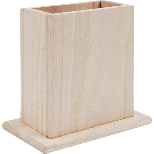 Pot à crayon - Bois - A décorer - 10x7x12cm - Loisirs créatifs