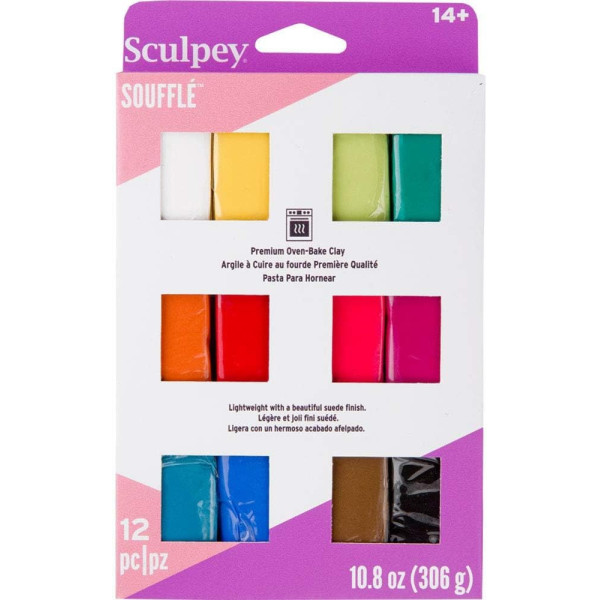 Pâte polymère - A cuire - Pâte à modeler - Sculpey Sculpey III - Assortiment 12 couleurs