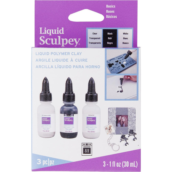 Argile liquide à cuire - Pour création de bijoux - Couleur basique - 3 flacons 30ml