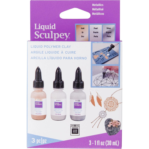 Argile liquide à cuire - Pour création de bijoux - Couleur métallique - 3 flacons 30ml