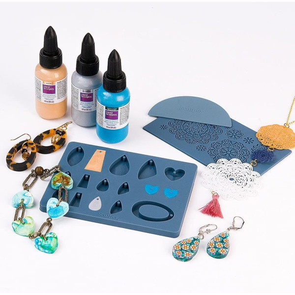 Argile liquide à cuire - Pour création de bijoux - Couleur métallique - 3 flacons 30ml