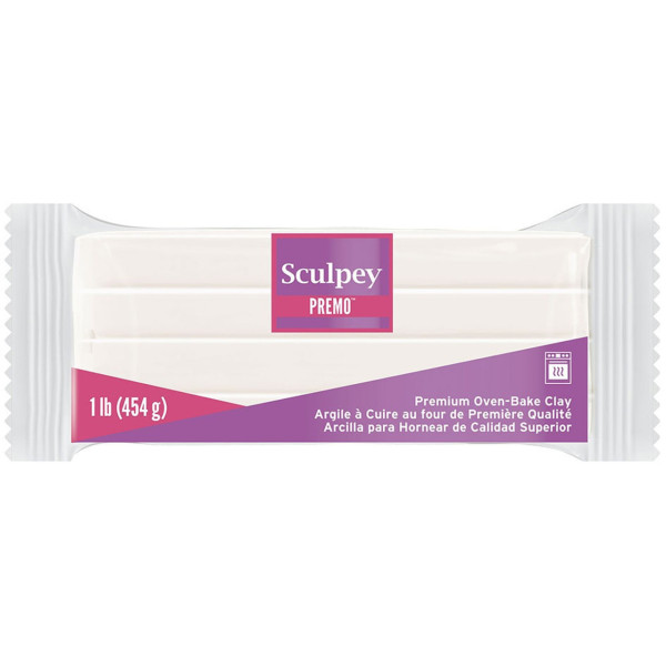Pâte polymère - Blanc transparent - A cuire - Pâte à modeler - Sculpey Premo - Bloc de 454g