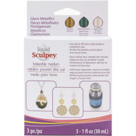 Argile liquide à cuire - Pour création de bijoux - Couleur métallisée - 3 flacons 30ml