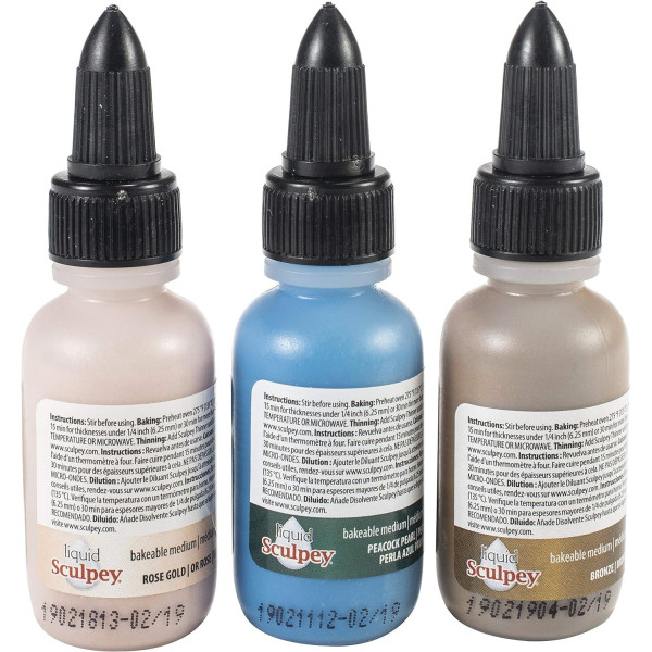 Argile liquide à cuire - Pour création de bijoux - Couleur métallisée - 3 flacons 30ml