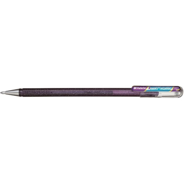 Stylo roller - Encre gel Métallisée - Violet + bleu métallique - Pointe 1mm - Pentel - DualMetallic