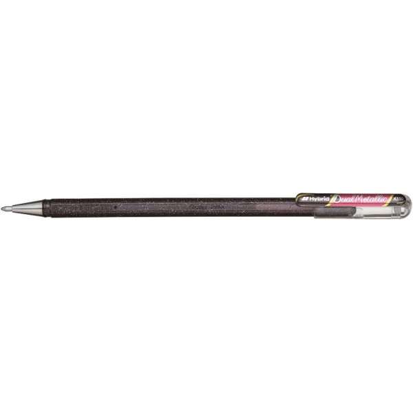 Stylo roller - Encre gel Métallisée - Noir + rouge métallique - Pointe 1mm - Pentel - DualMetallic