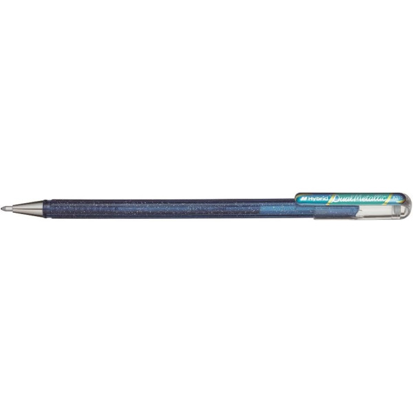 Stylo roller - Encre gel Métallisée - Bleu + vert métallique - Pointe 1mm - Pentel - DualMetallic
