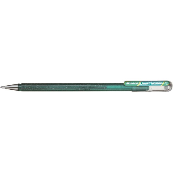 Stylo roller - Encre gel Métallisée - Vert + bleu métallique - Pointe 1mm - Pentel - DualMetallic