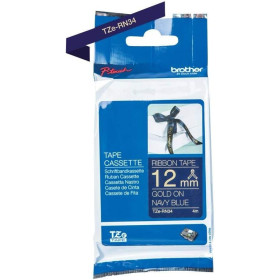 Cartouche pour étiqueteuse - Brother - TZe-RN34 - Tissu fond bleu nuit écriture or - 12mm