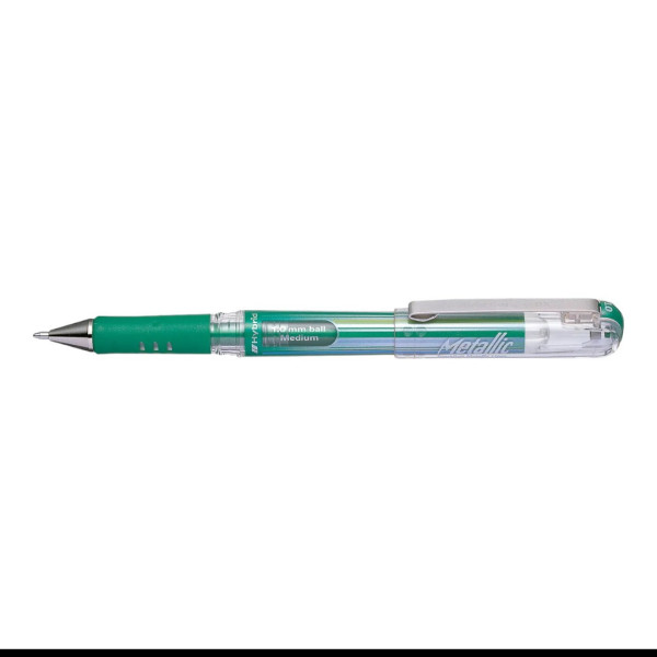 Stylo roller - Encre gel métallisée - Vert métallique - Pointe 1mm - Pentel - Gel Grip DX
